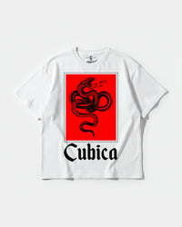 Camiseta Cubica Snake White Big Front Oversize Basic Blanco