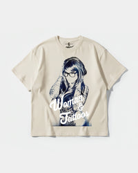 Camiseta Woman And Tattos Big Front Oversize Basic Beige