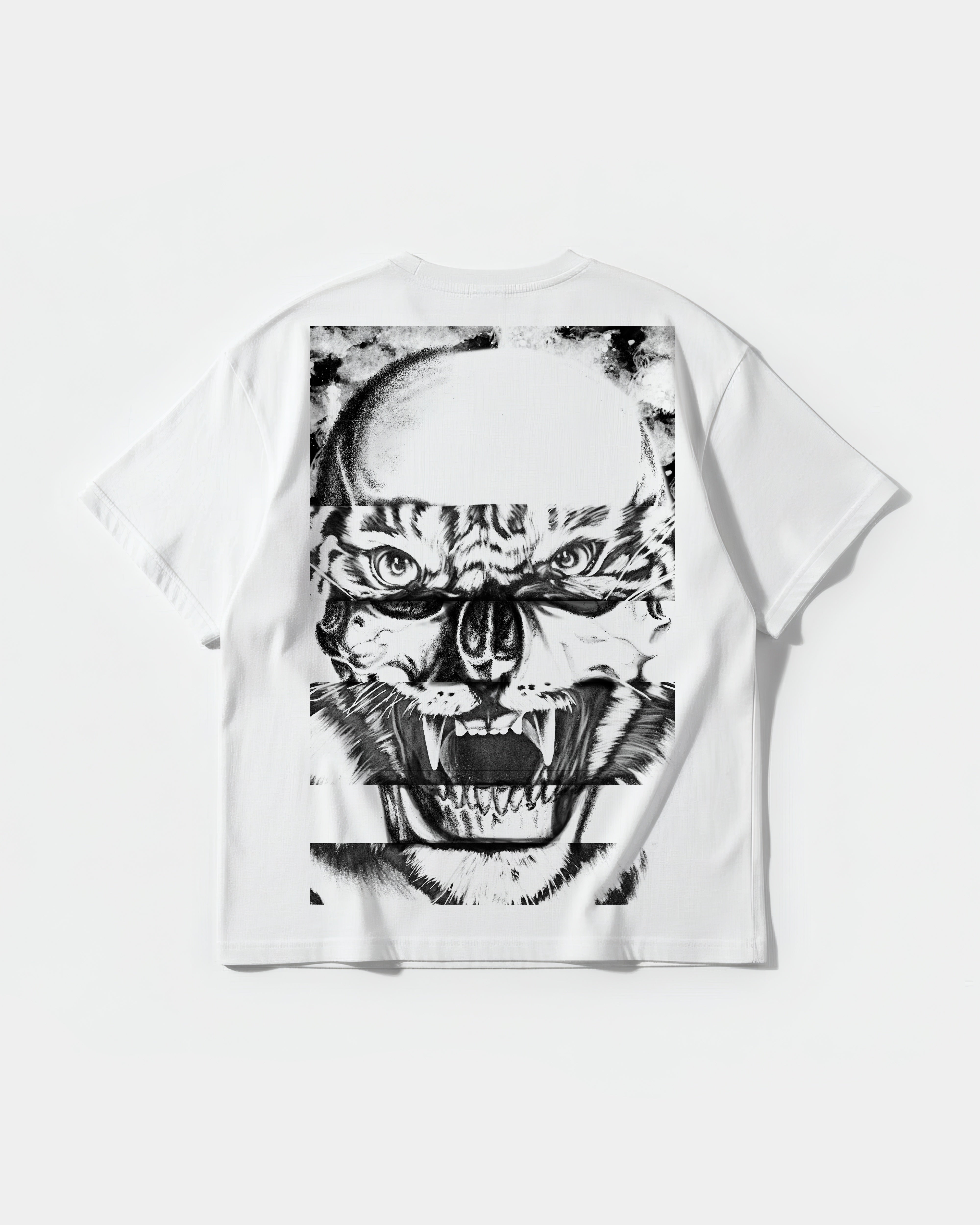 Camiseta Skull Tiger Pocket Espalda Oversize Basic