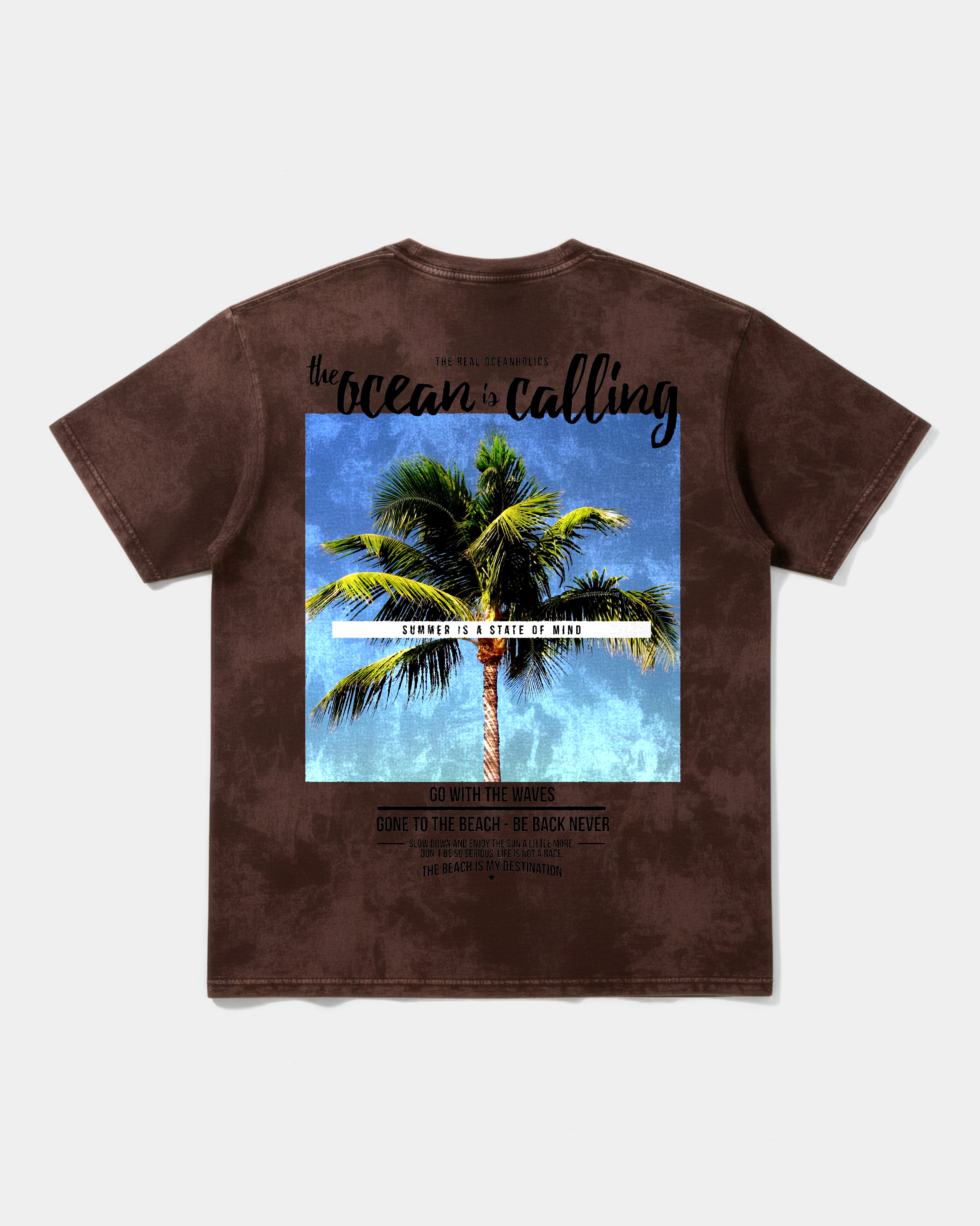 Camiseta Ocean Is Calling Big Back Oversize Acid Marron