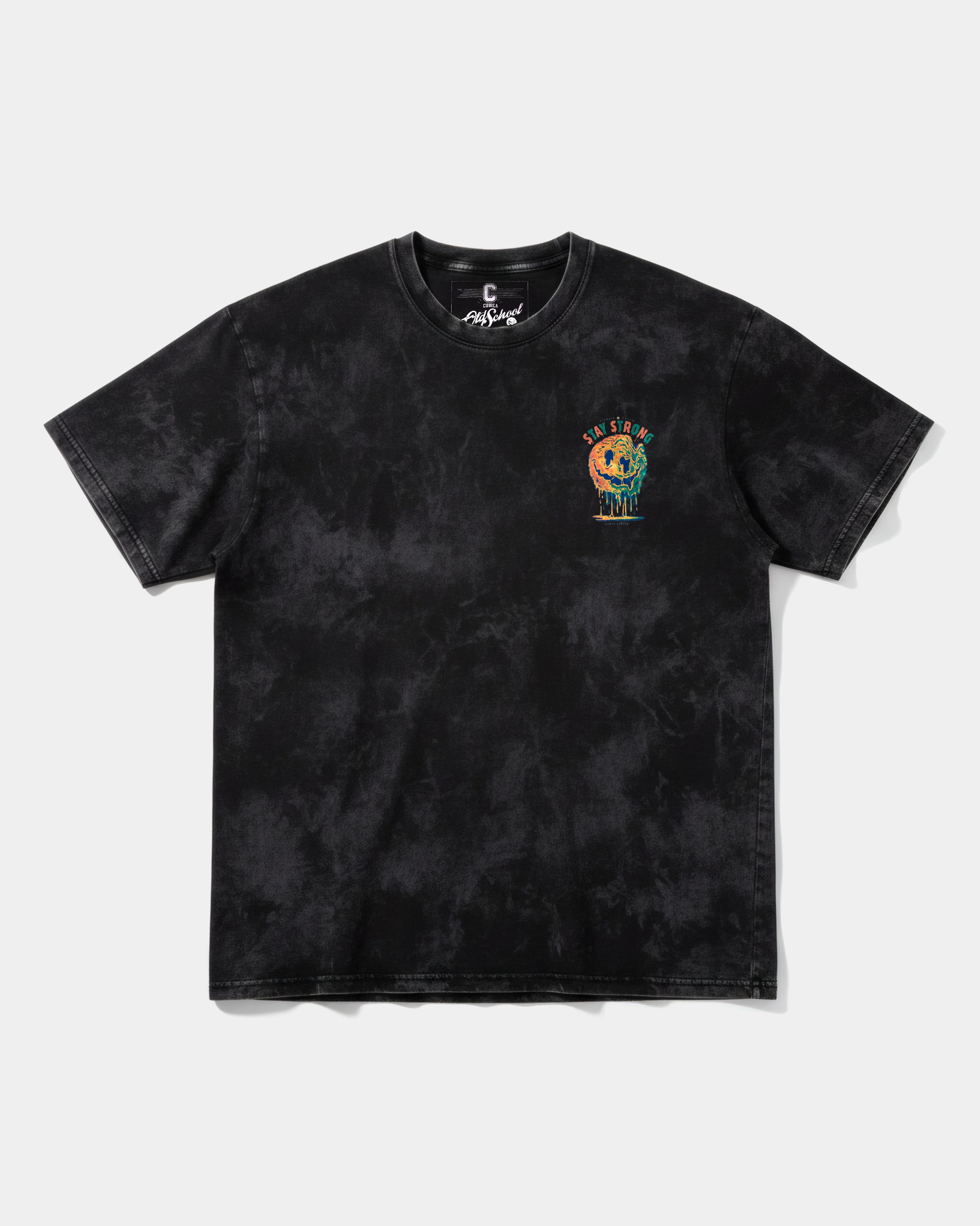Camiseta Siempre Sonrie Big Front Oversize Acid Negro