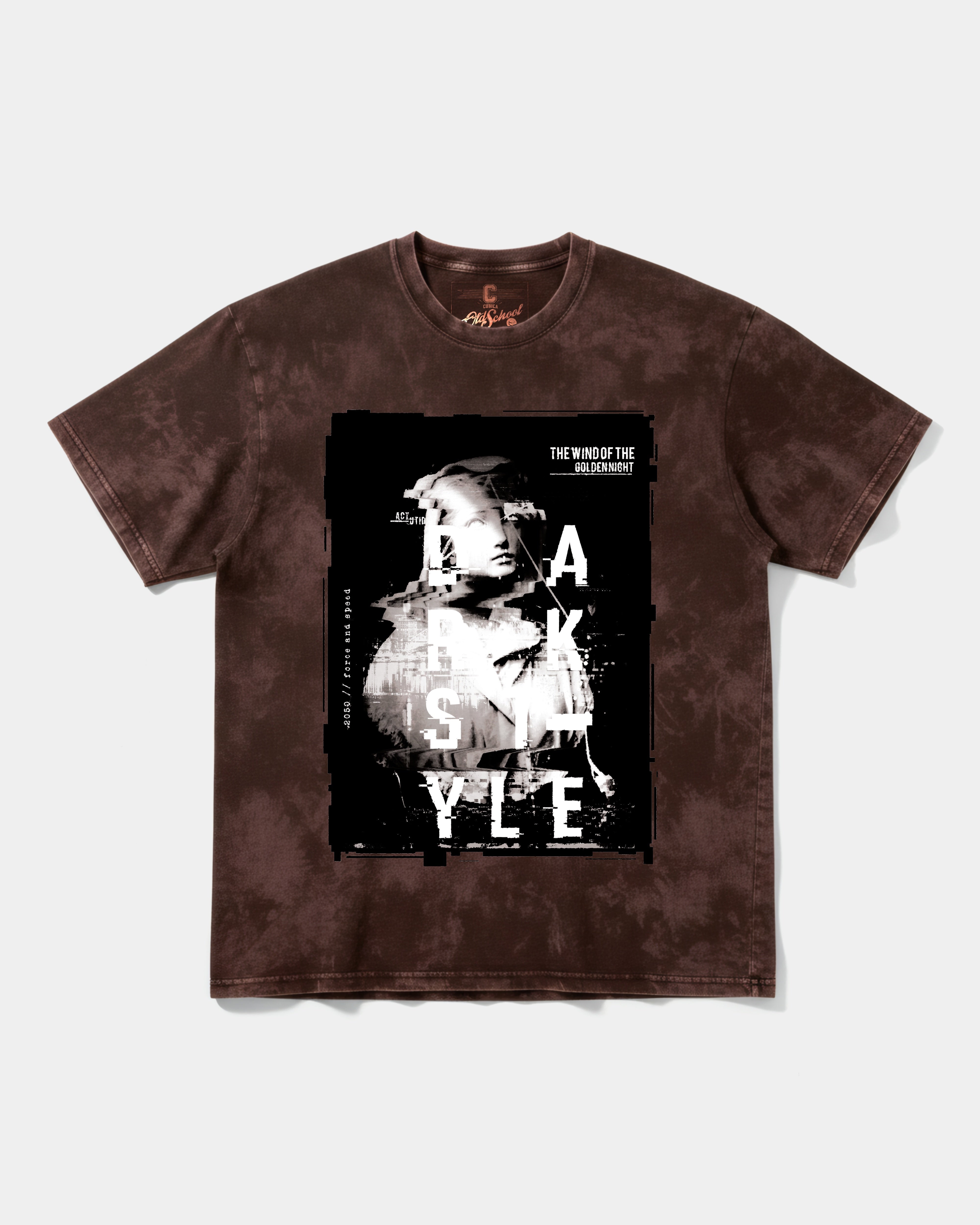 Camiseta Golden Night Big Front Oversize Acid Marron