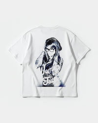 Camiseta Woman And Tattos Big Back Oversize Basic Blanco