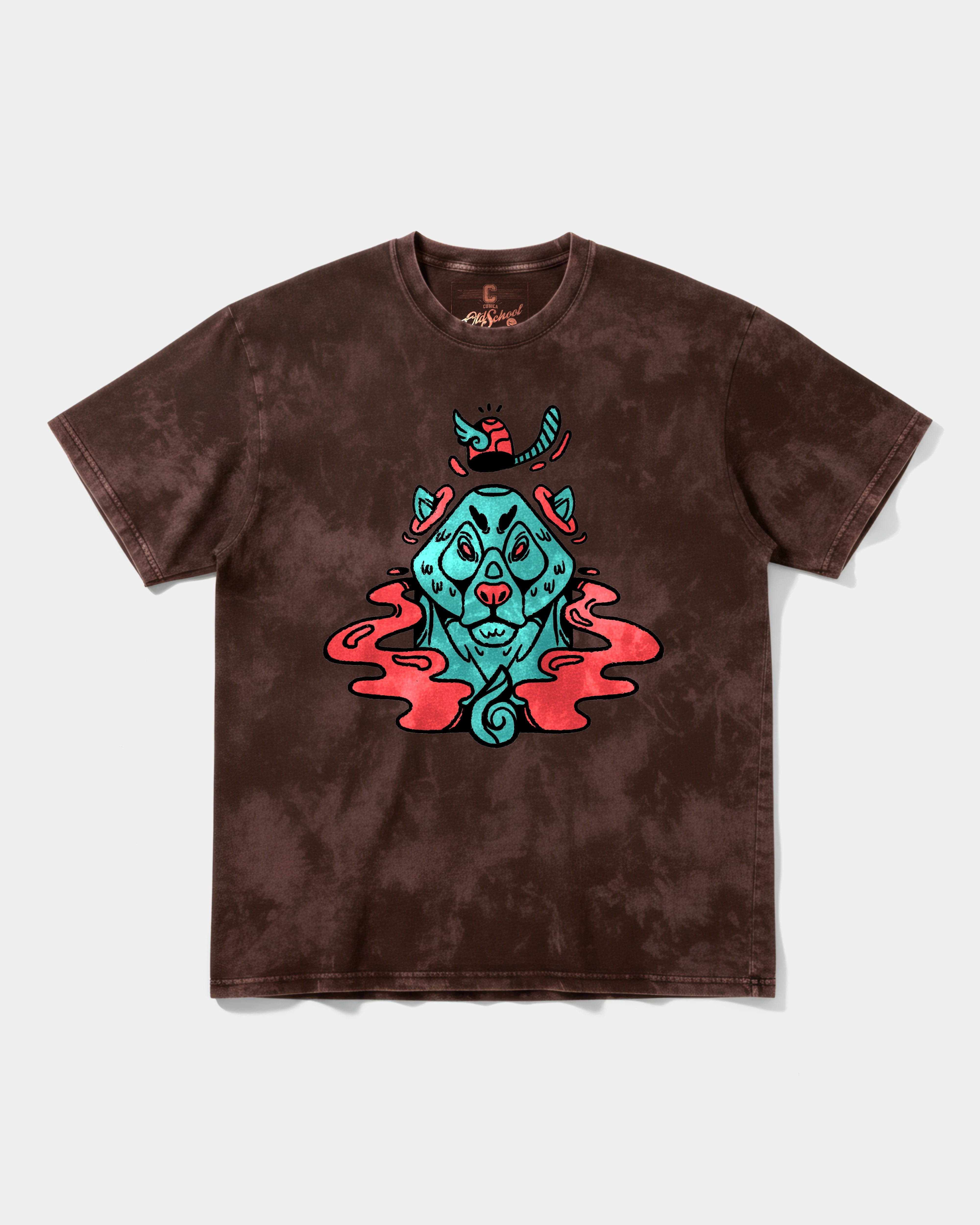 Camiseta Oso Con Gorro Big Front Oversize Acid Marron
