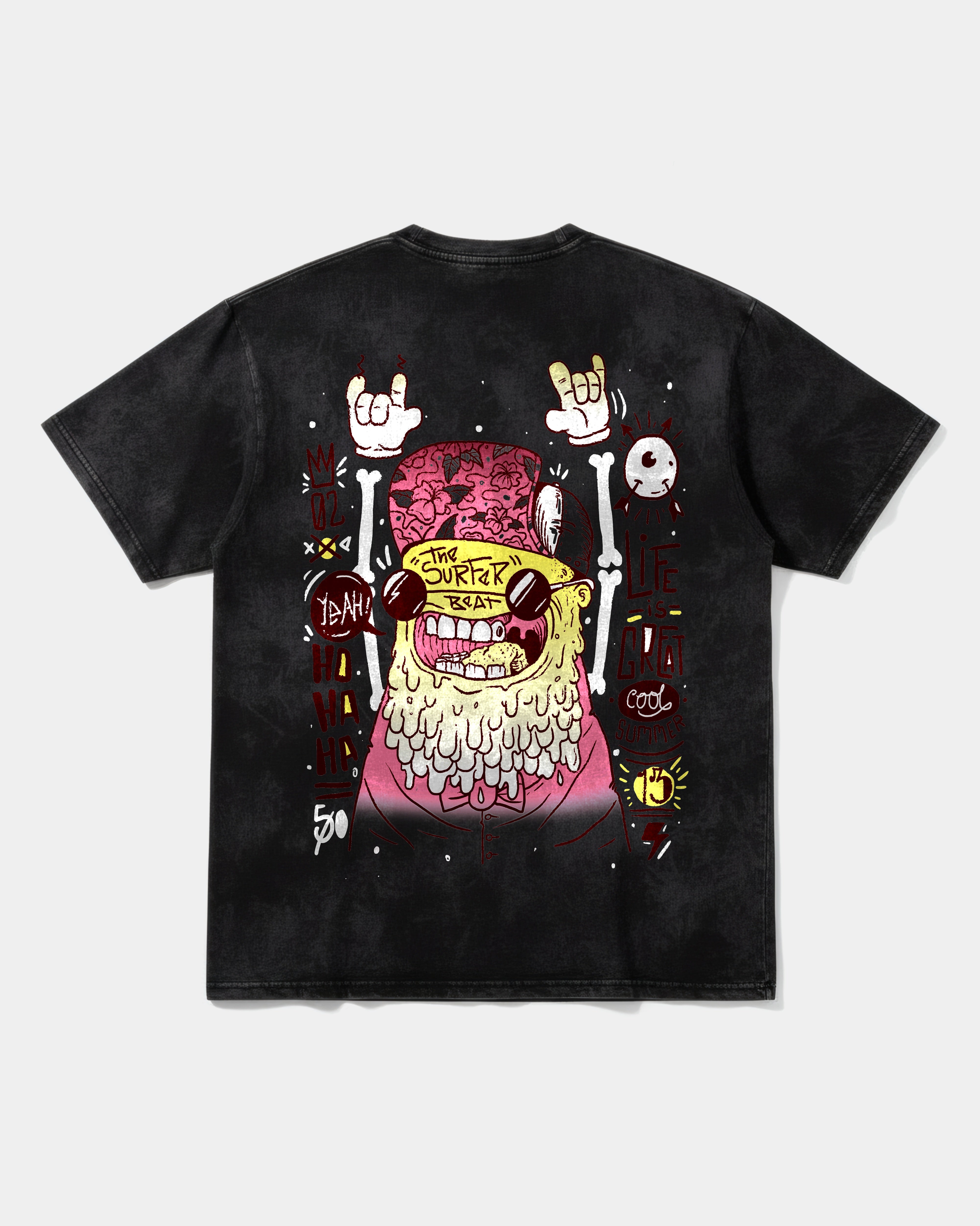 Camiseta The Surfer Beat Big Back Oversize Acid Negro