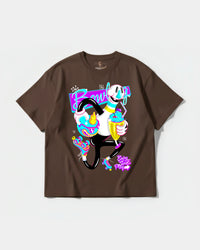 Camiseta Enjoy Sweet Play Big Front Oversize Basic Marron