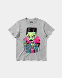Camiseta Alien In Miami Big Front Regular Basic Gris