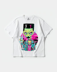 Camiseta Alien In Miami Big Front Oversize Basic Blanco