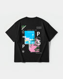Camiseta Music Paint White Big Back Oversize Basic Negro