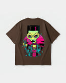 Camiseta Alien In Miami Big Back Oversize Basic Marron
