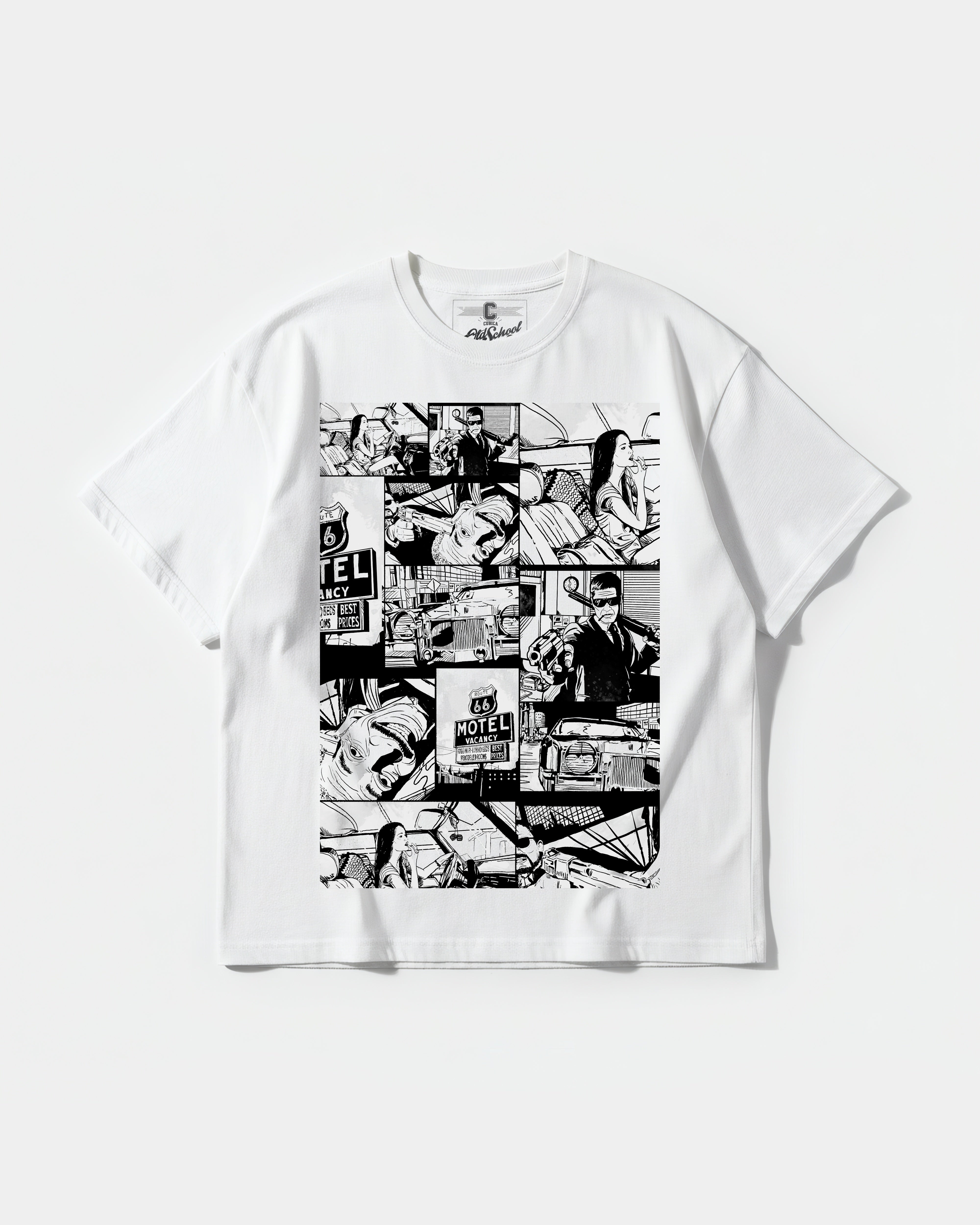 Camiseta Motel Vacancy Big Front Oversize Basic Blanco
