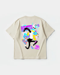 Camiseta Enjoy Sweet Play Big Back Oversize Basic Beige