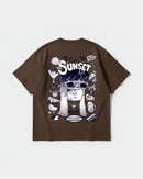 Camiseta Enjoy Sunset Big Back Oversize Basic Marron