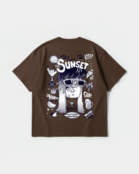 Camiseta Enjoy Sunset Big Back Oversize Basic Marron