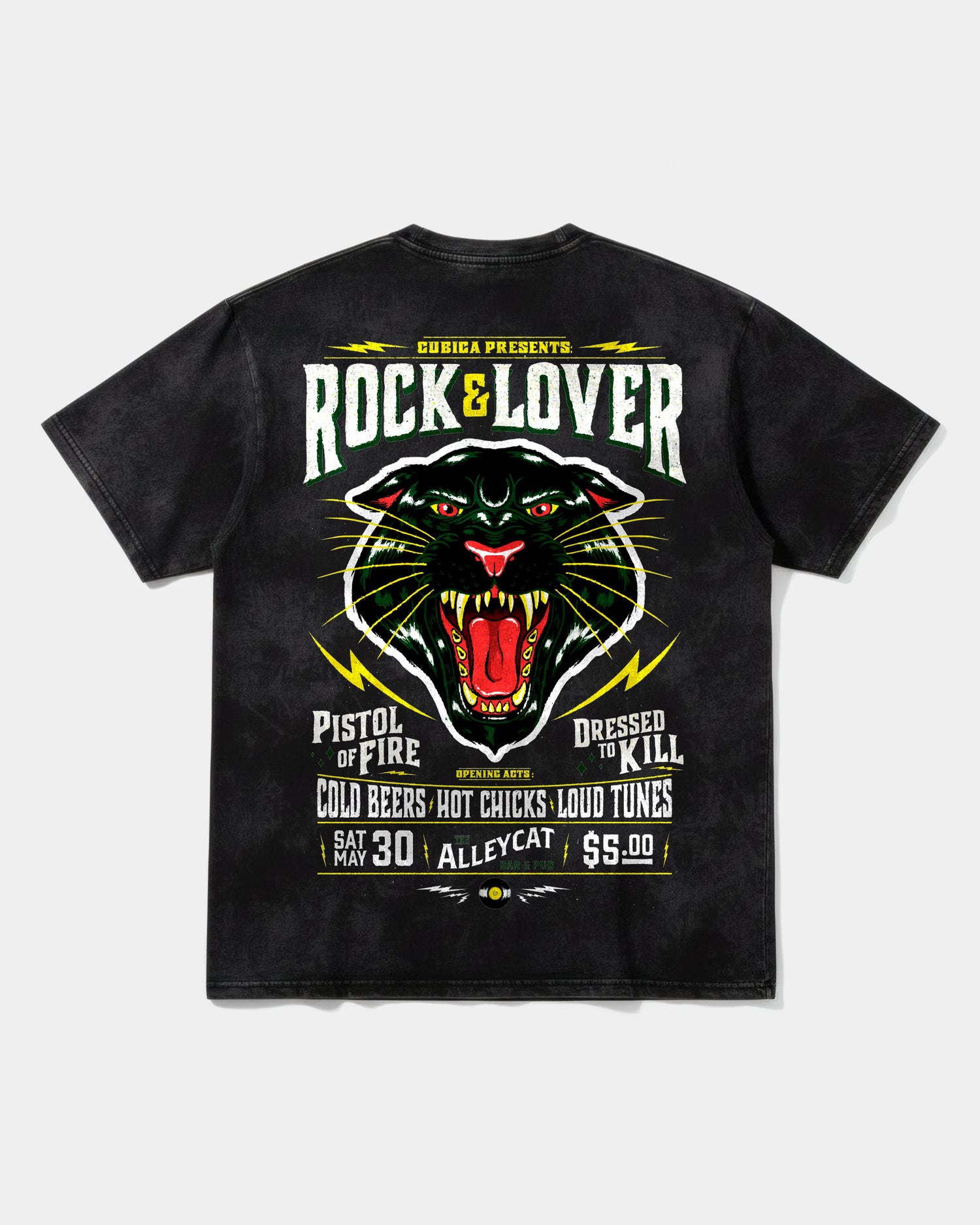 Camiseta Rock And Lover Big Back Oversize Acid Negro