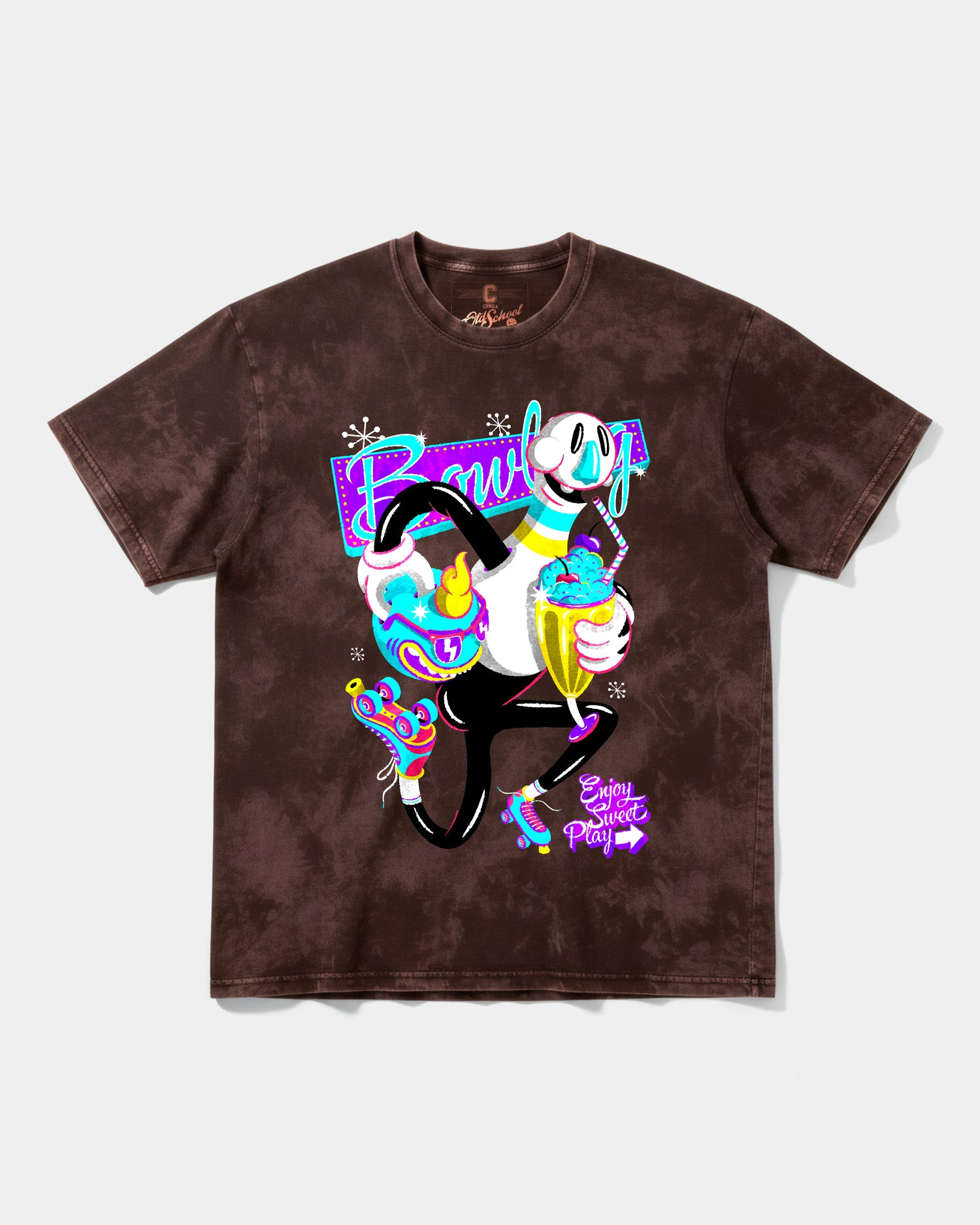 Camiseta Enjoy Sweet Play Big Front Oversize Acid Marron