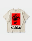 Camiseta Cubica Snake White Big Front Oversize Basic Beige