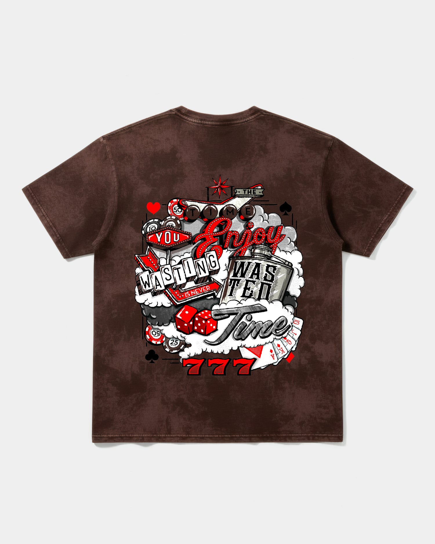 Camiseta Wasting Time 777 Big Back Oversize Acid Marron