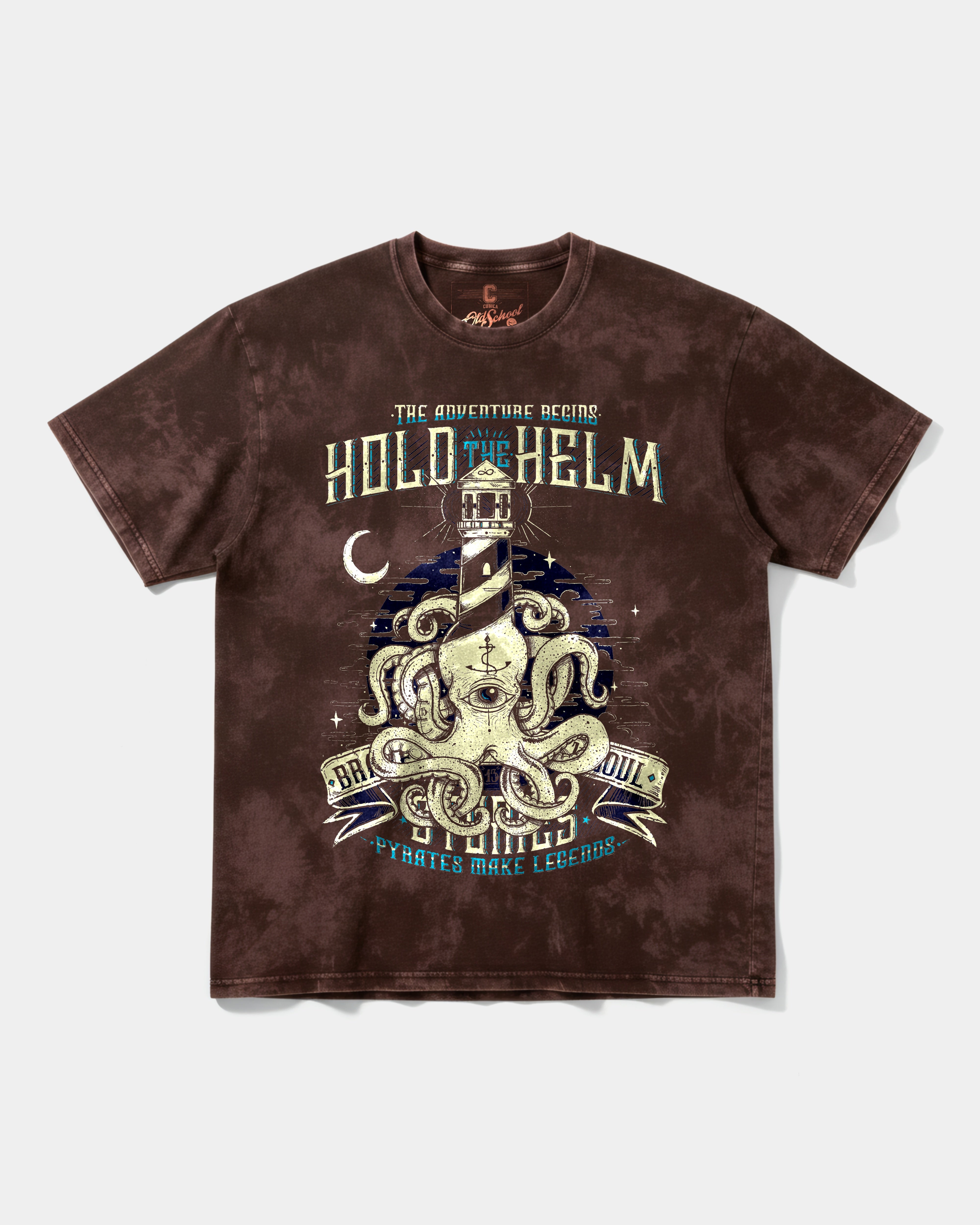 Camiseta Hold The Helm Big Front Oversize Acid Marron