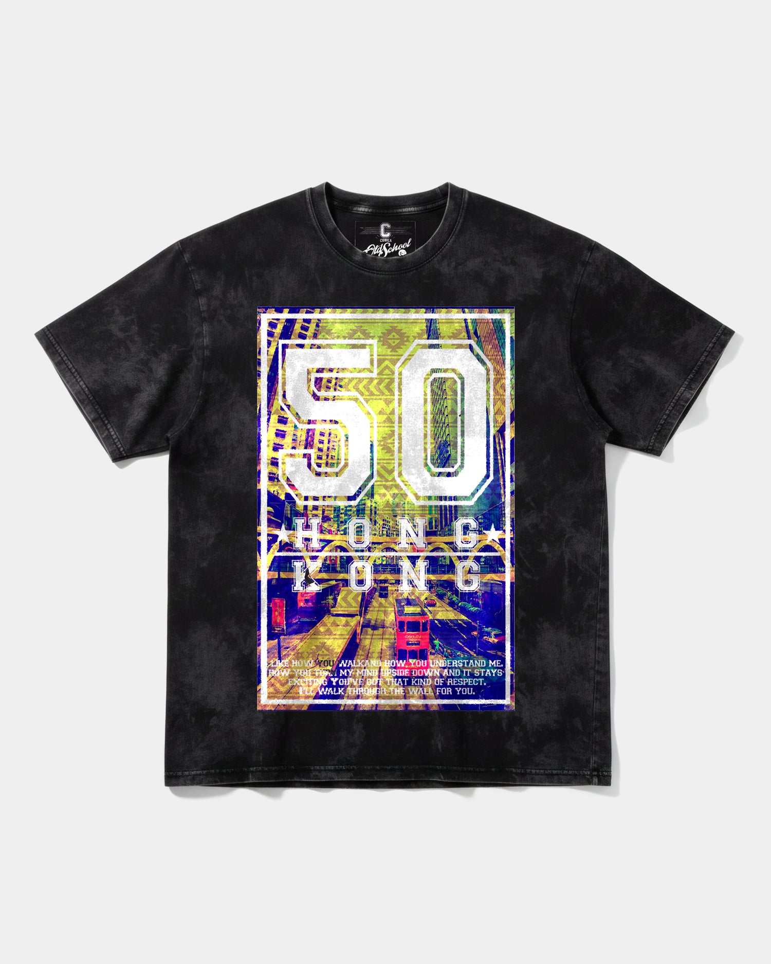 Camiseta Hong Kong Big Front Oversize Acid Negro