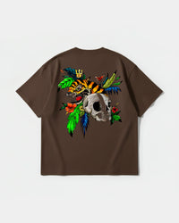 Camiseta Tiger Skull Big Back Oversize Basic Marron