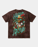 Camiseta Hipster Bear Pocket Front Oversize Acid Marron