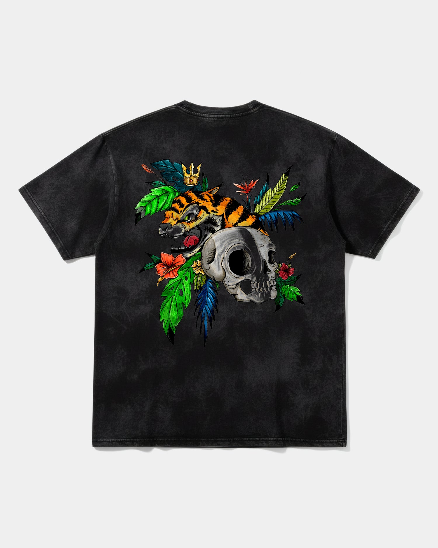 Camiseta Tiger Skull Big Back Oversize Acid Negro