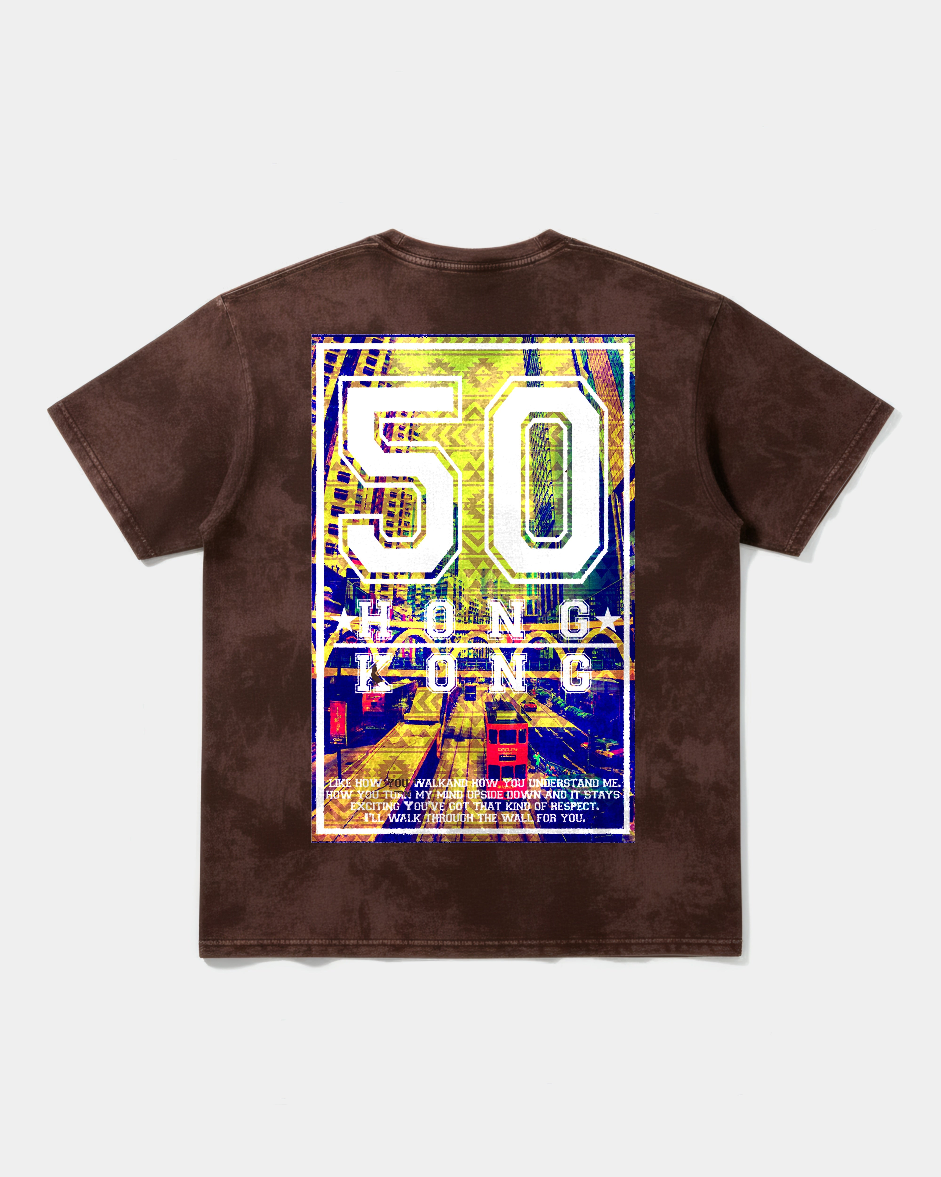 Camiseta Hong Kong Big Back Oversize Acid Marron