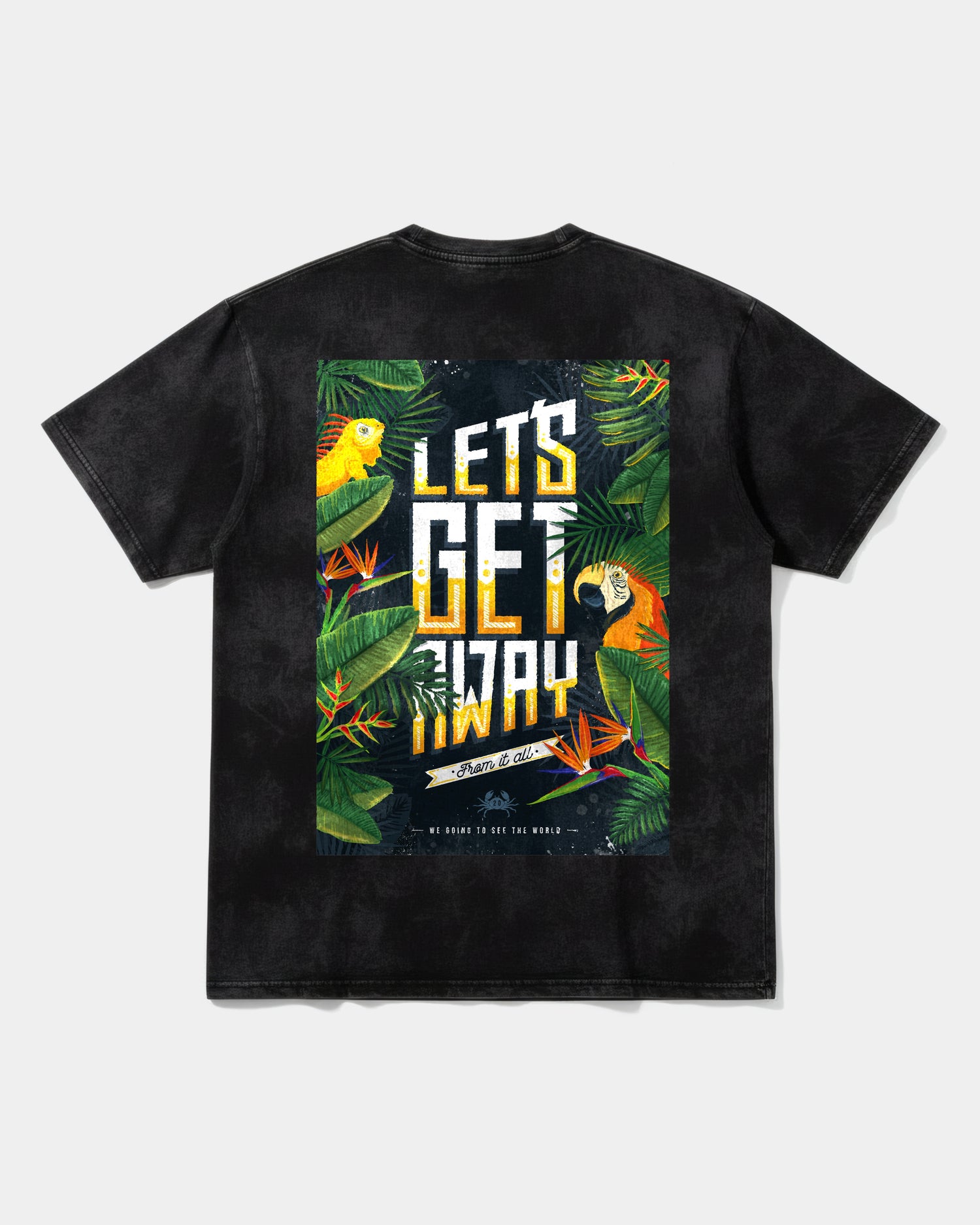 Camiseta Let S Get Away Big Back Oversize Acid Negro