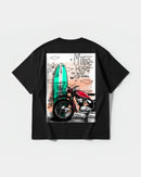 Camiseta Motor Heart White Pocket Front Oversize Basic Negro