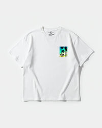 Camiseta Tropical Dusk Pocket Front Oversize Basic Blanco