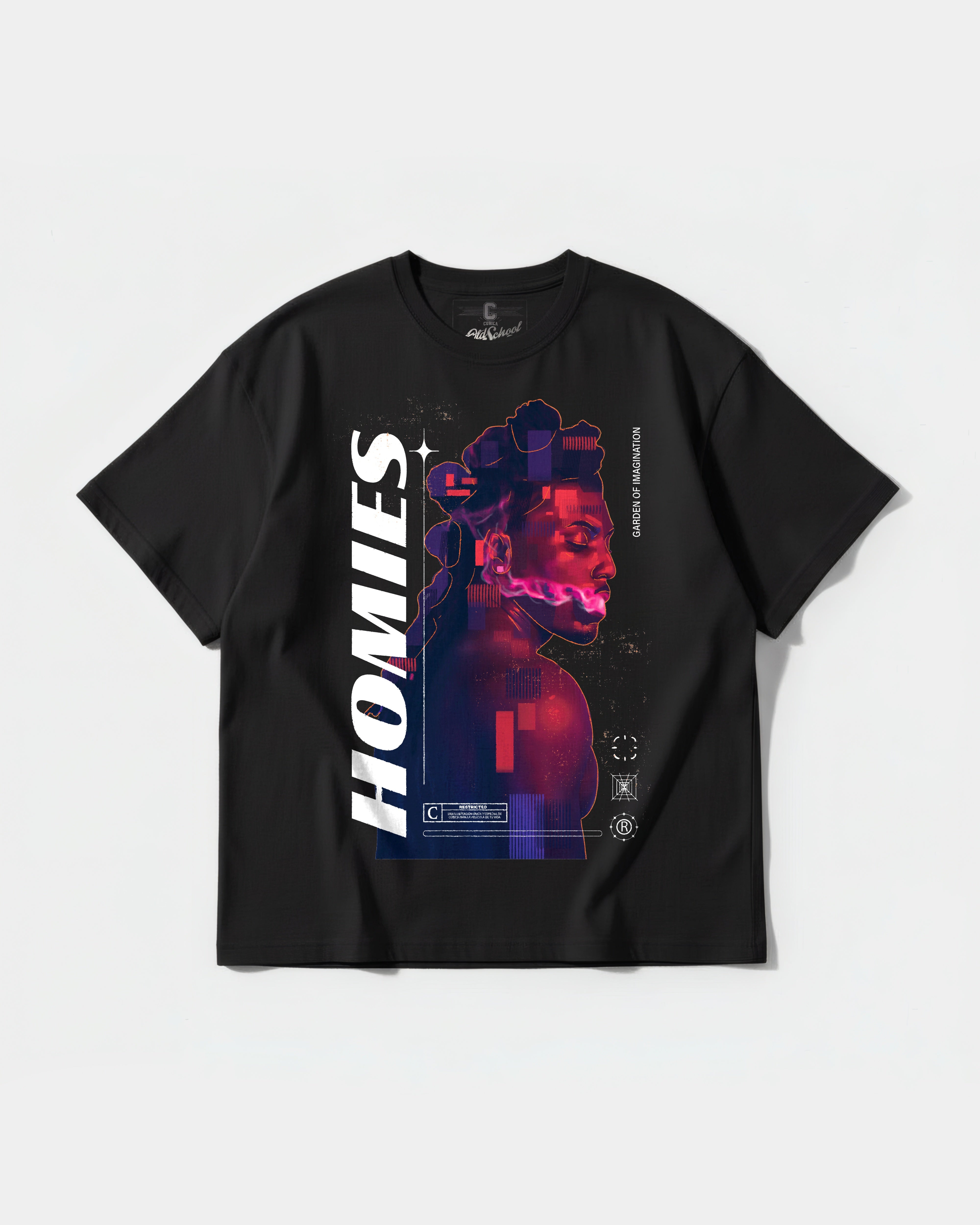 Homies White Big Front Oversize Basic T-shirt