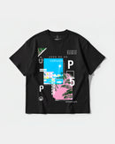 Camiseta Music Paint White Big Front Oversize Basic Negro