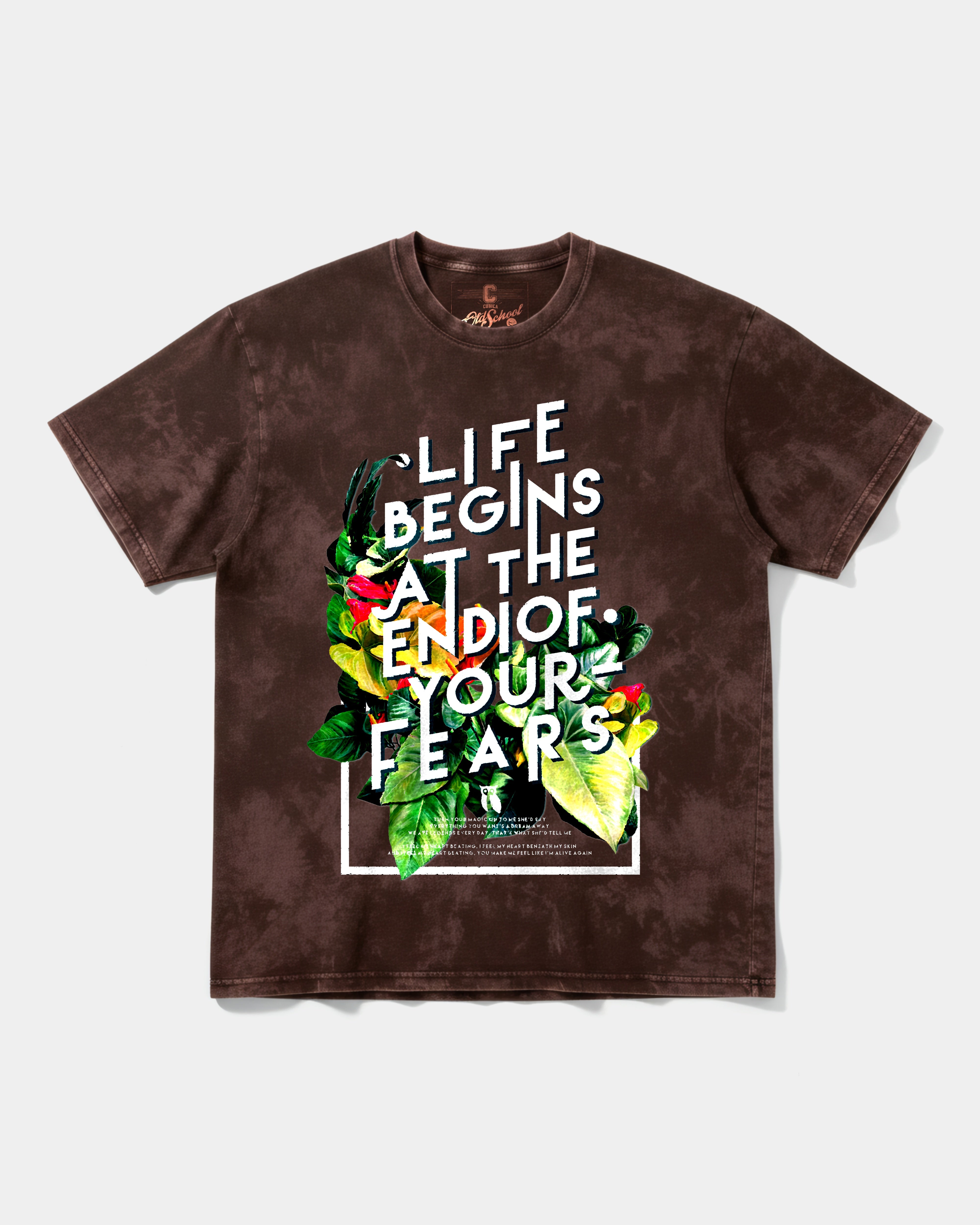 Camiseta Life Begins Big Front Oversize Acid Marron
