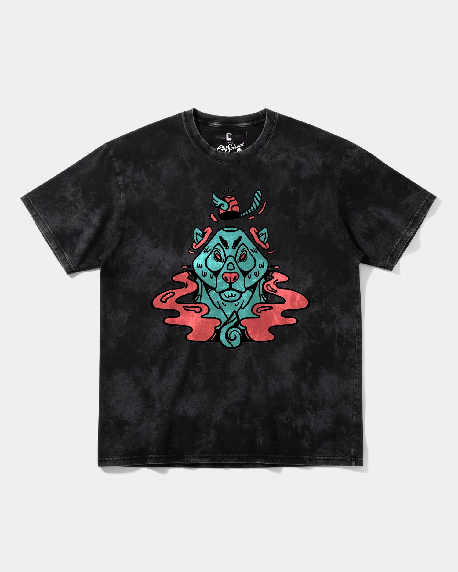 Camiseta Oso Con Gorro Big Front Oversize Acid Negro