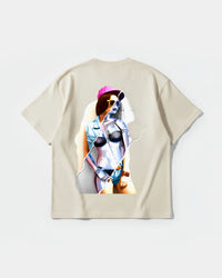 Camiseta Robot Girl Big Back Oversize Basic Beige