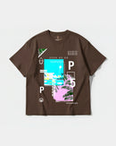 Camiseta Music Paint White Big Front Oversize Basic Marron