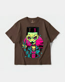 Camiseta Alien In Miami Big Front Oversize Basic Marron