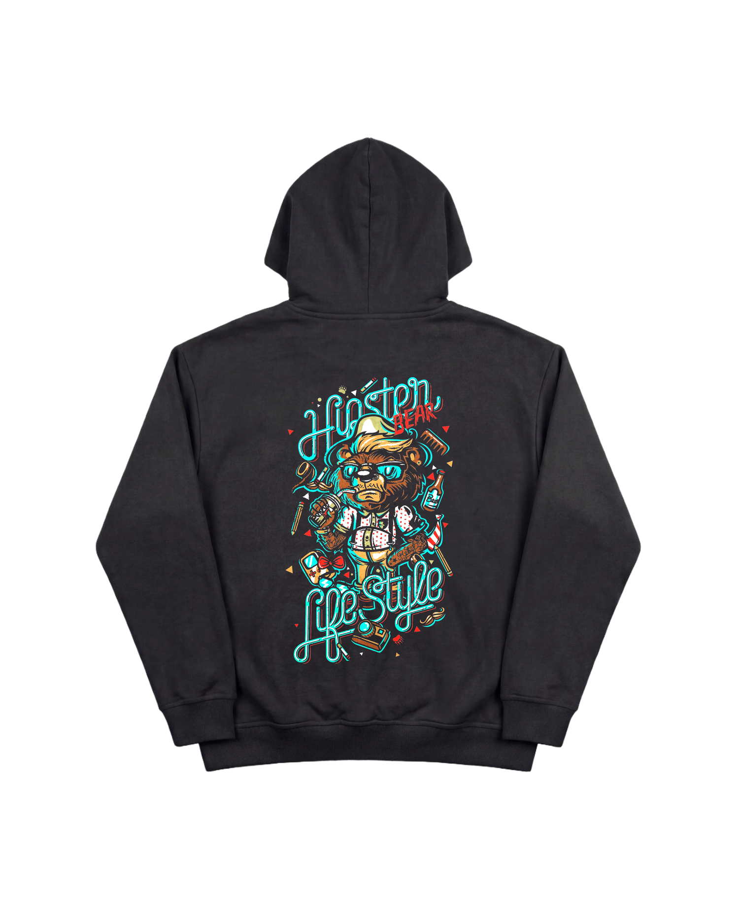 Hipster Bear Hoodie 410 Negro Cubica