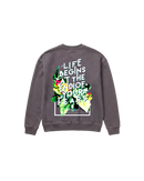 Life Begins Sweatshirt 410 Gris Oscuro Cubica
