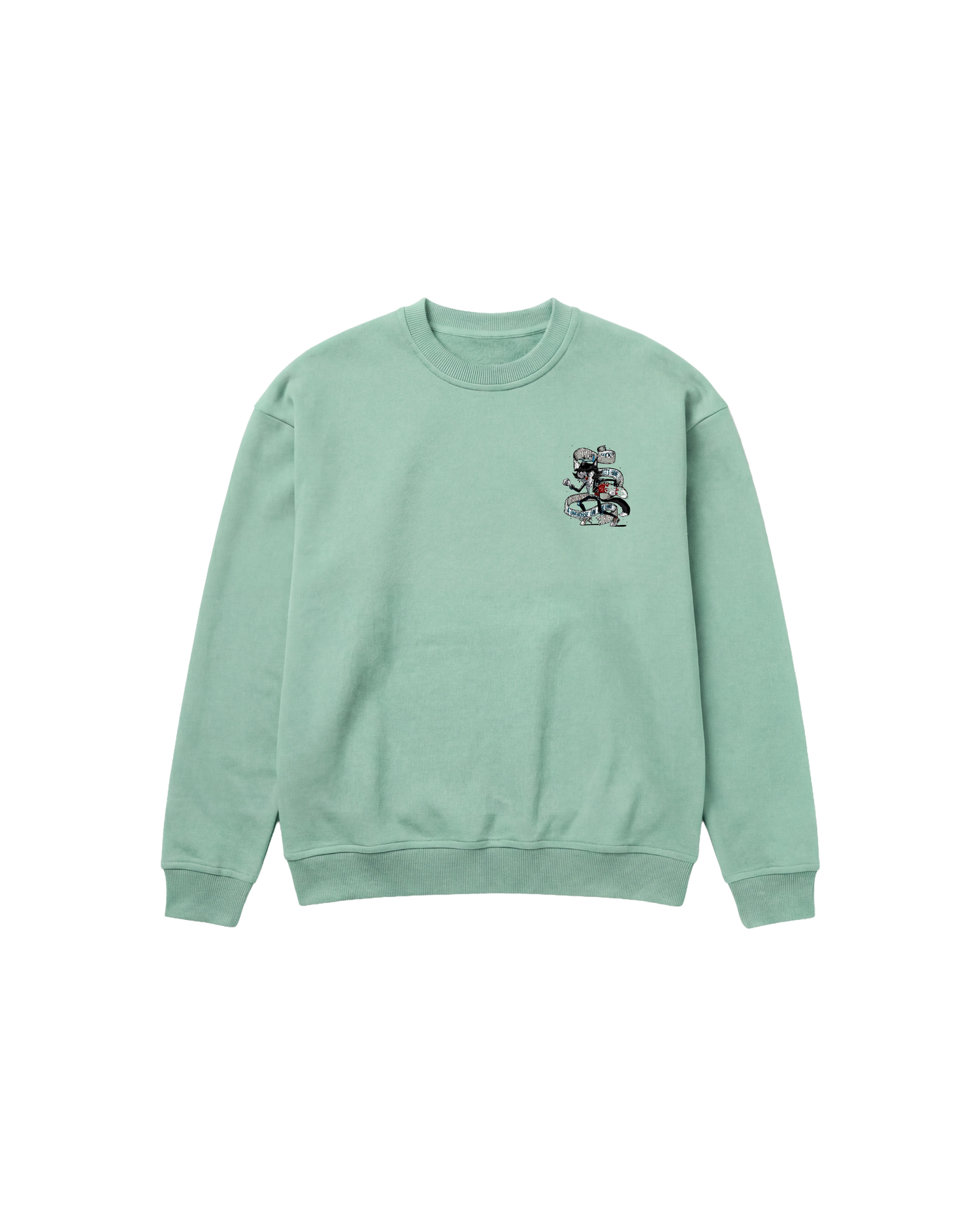 Skate Cat Sweatshirt 410 Verde Menta Cubica