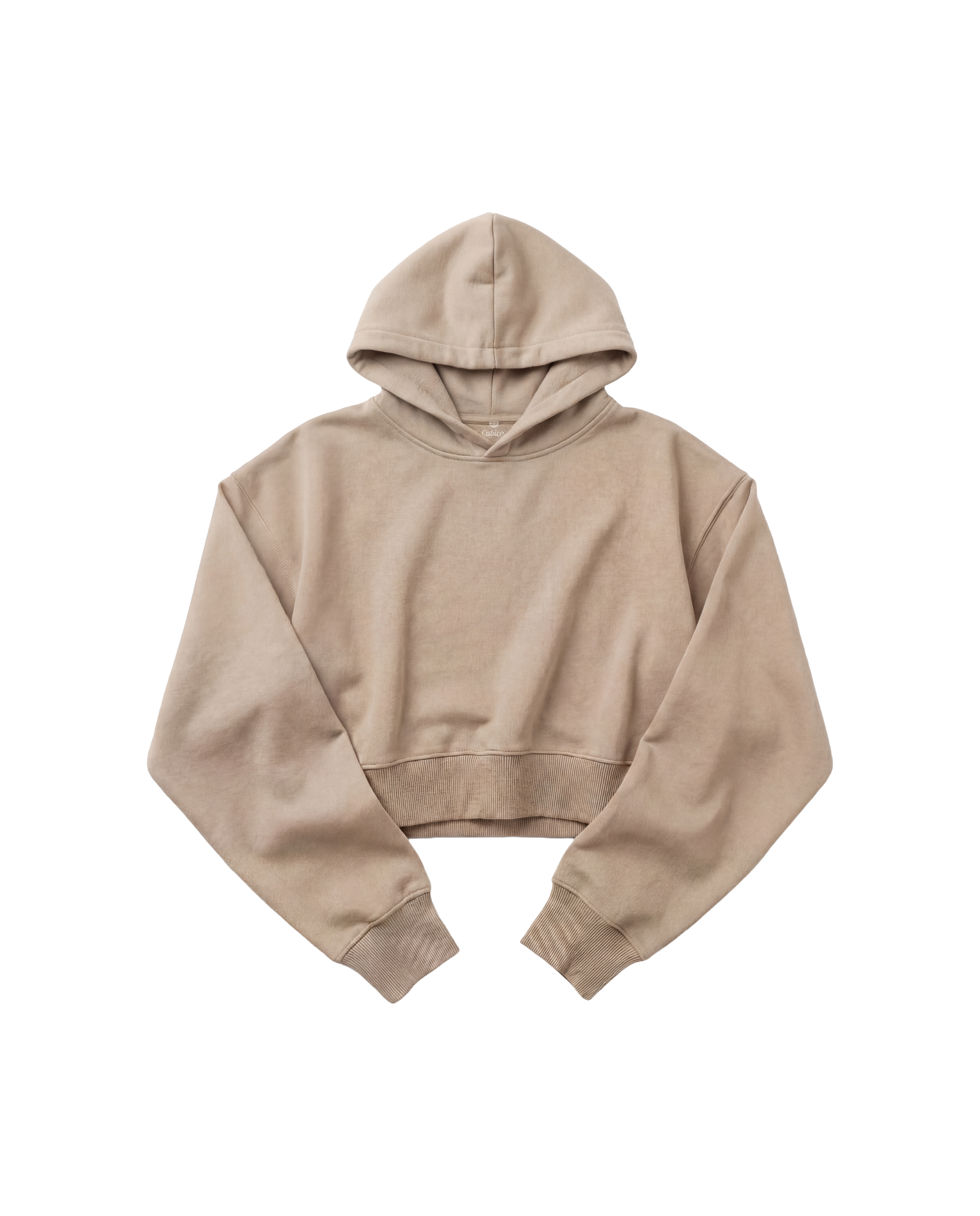 Hoodie Crop Top Cubica Beige