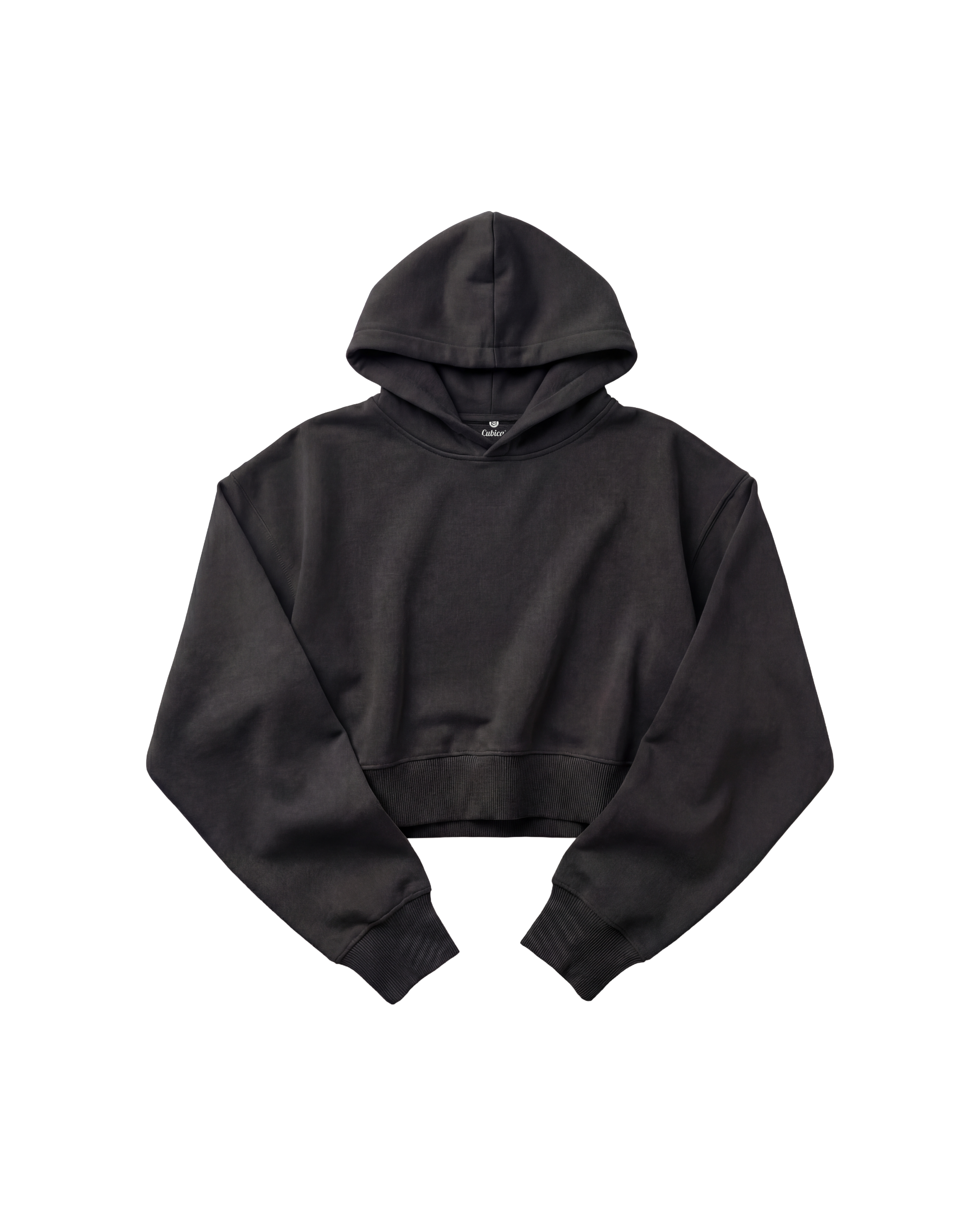 Hoodie Crop Top Cubica Negro