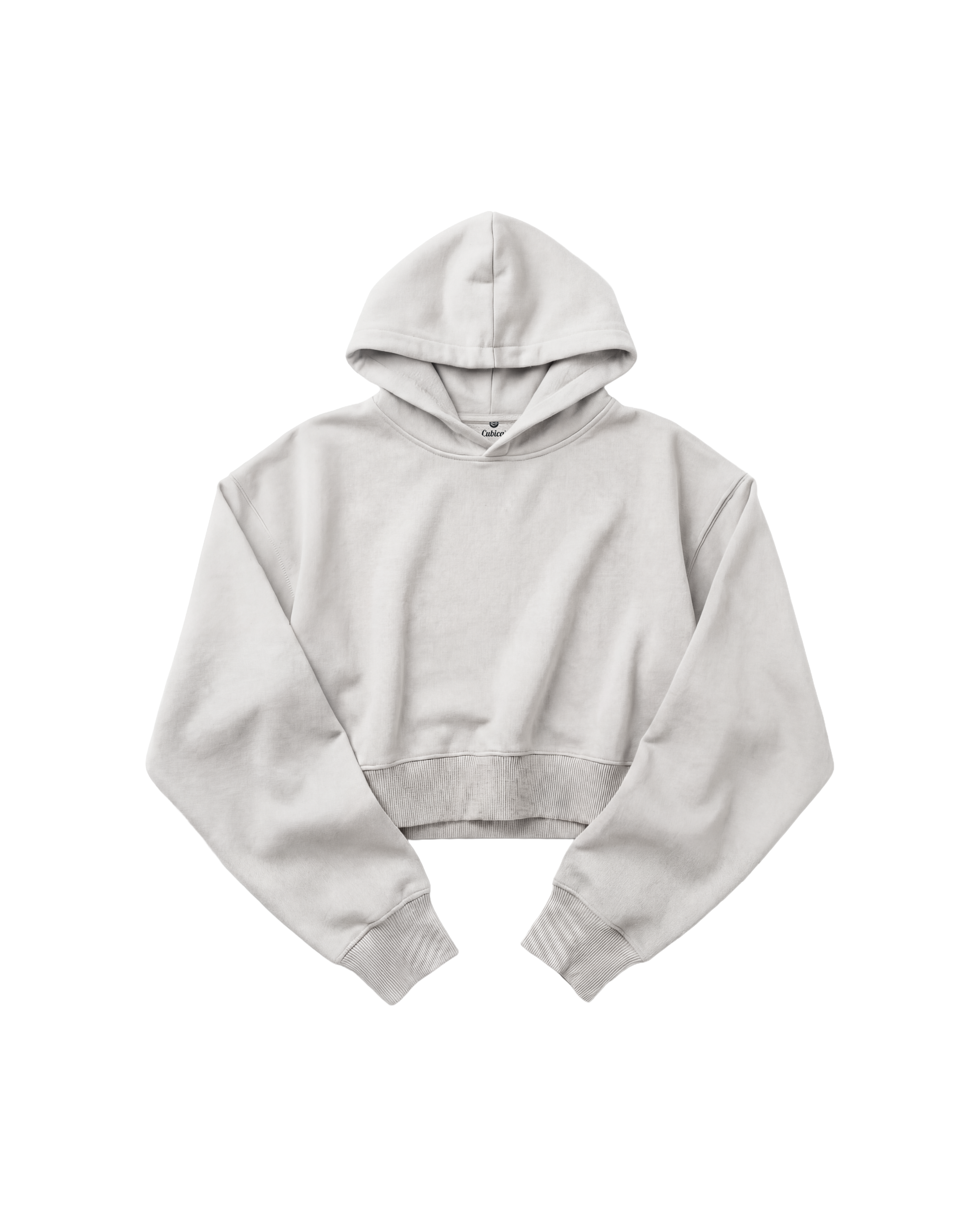 Hoodie Crop Top Cubica Blanco