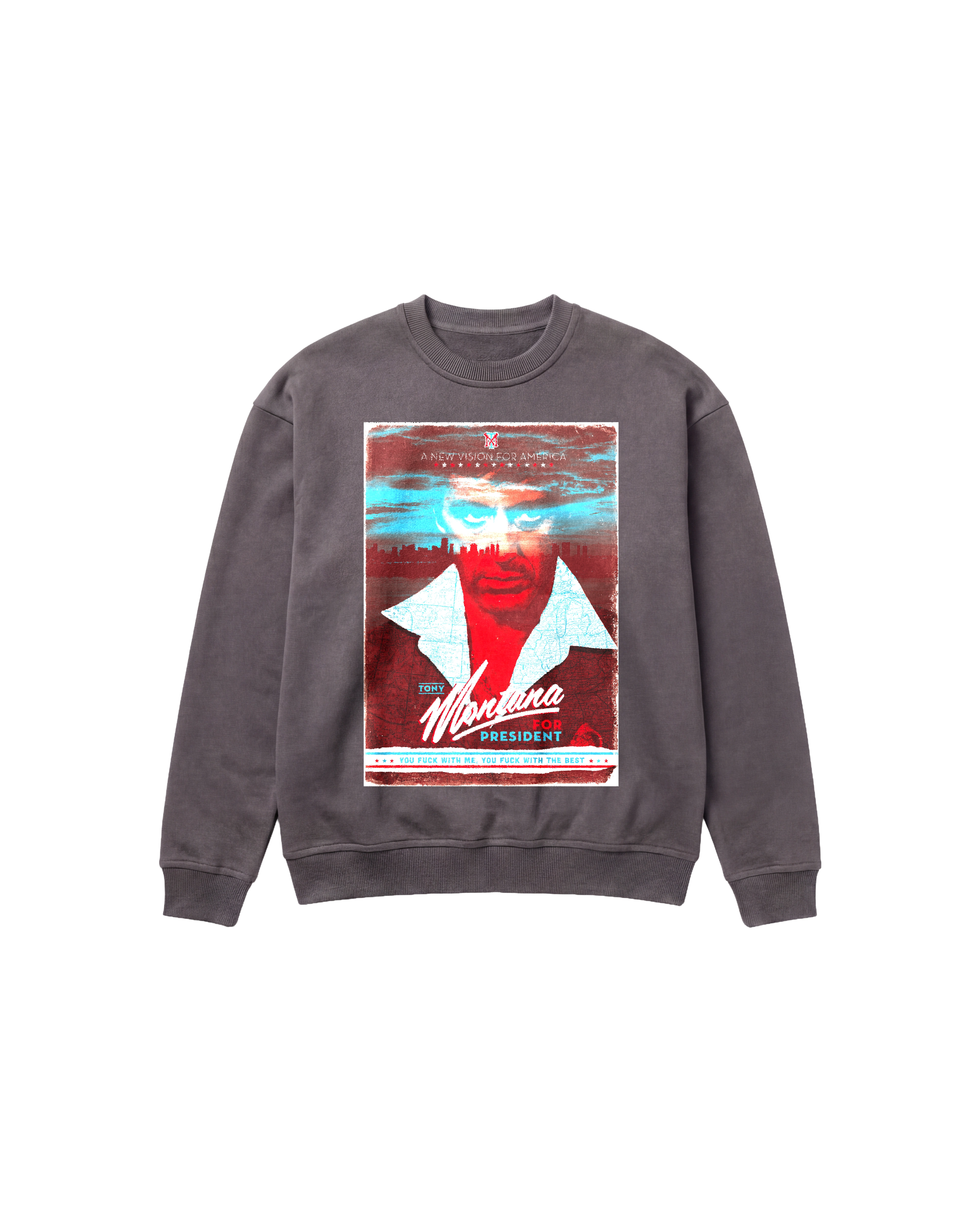 Tony Montana Sweatshirt 410 Gris Oscuro Cubica